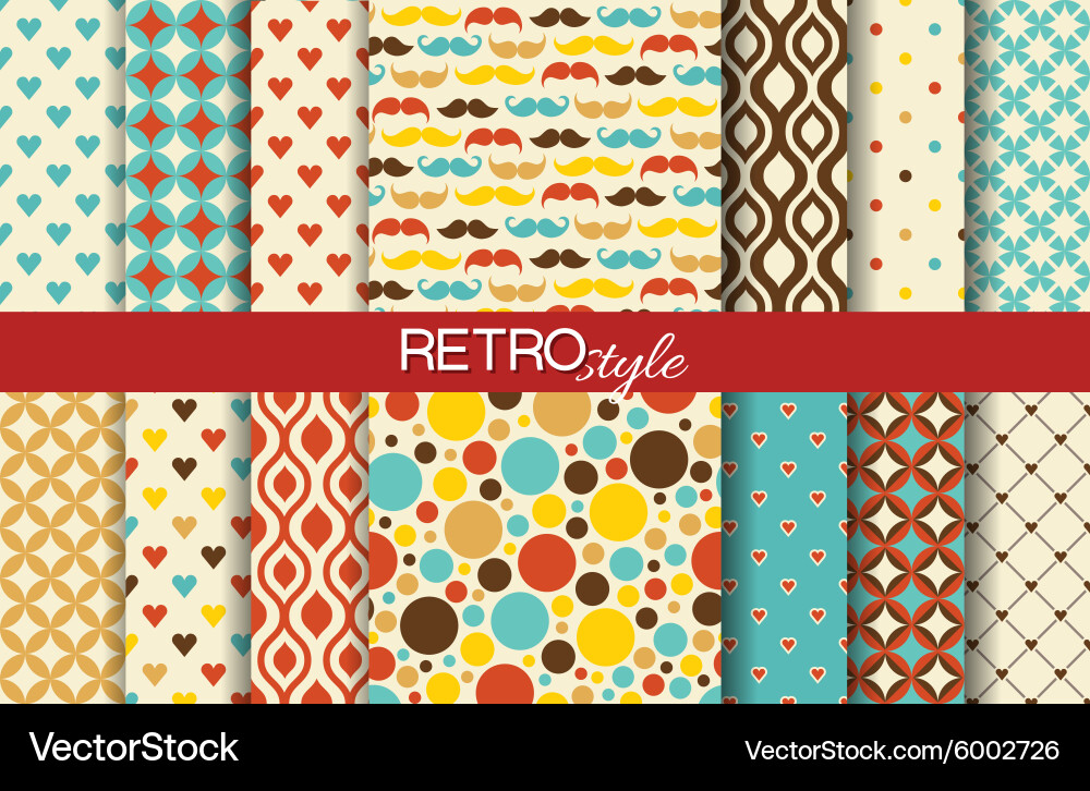 Set of colorful seamless retro patterns vector image