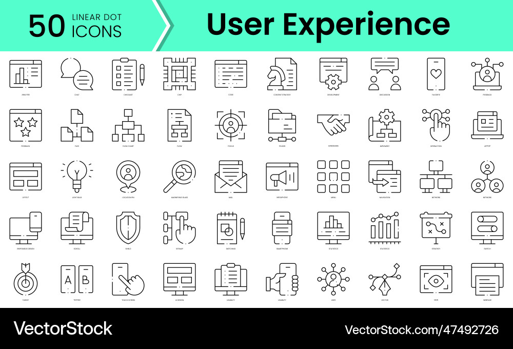Set of user experience icons line art style Set of user experience icons line art style vector image
