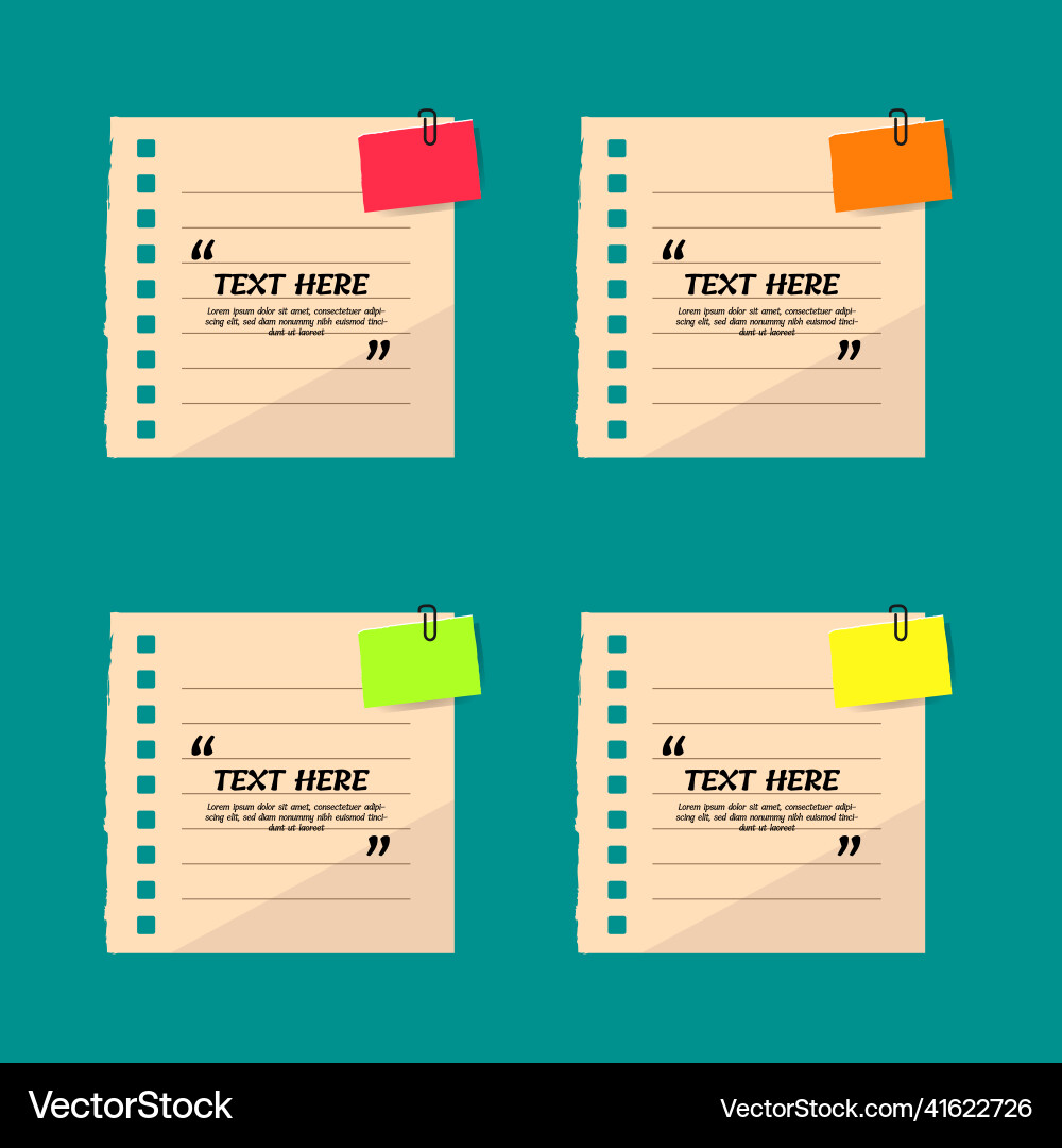 Text box with note papers design Vector Image