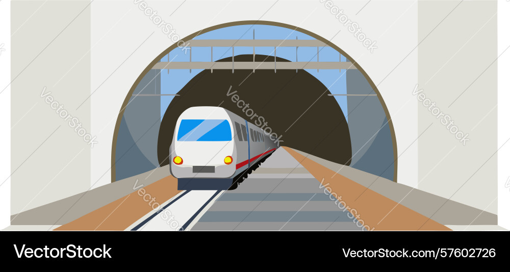 Train entering tunnel journey hidden path design Vector Image