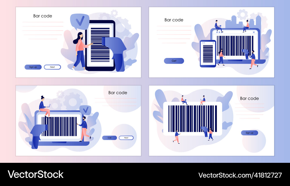 Bar code in smartphone and laptop app handheld Bar code in smartphone and laptop app handheld Vector Image