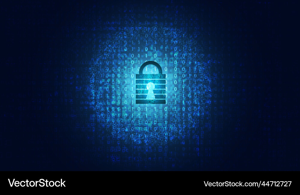 Cyber Security Padlock with Binary Code vector image