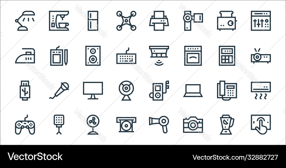 Electronics line icons linear set quality Electronics line icons linear set quality Vector Image
