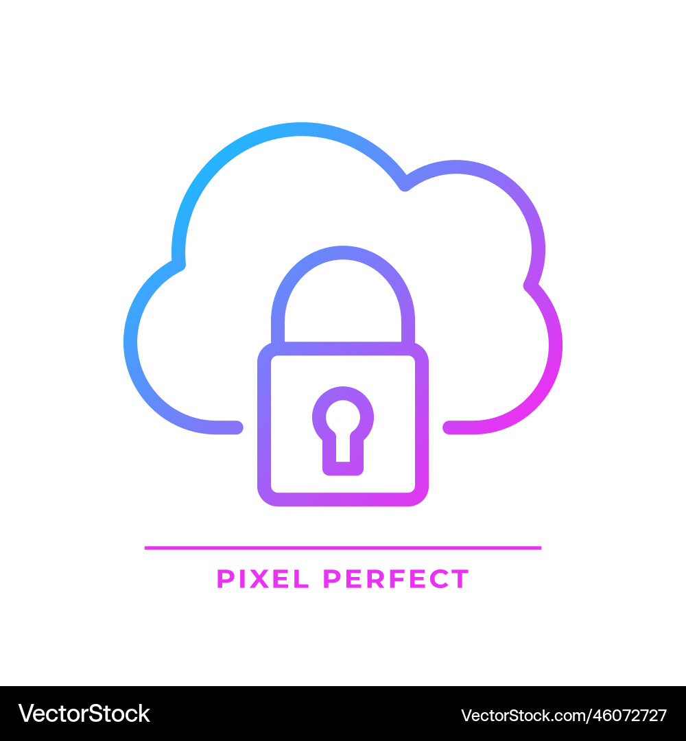 Private cloud pixel perfect gradient linear icon vector image