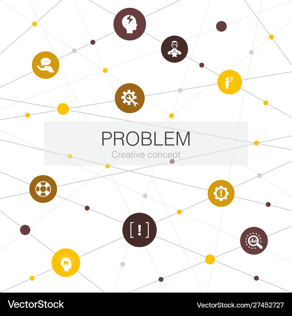Problem trendy web template with simple icons vector image