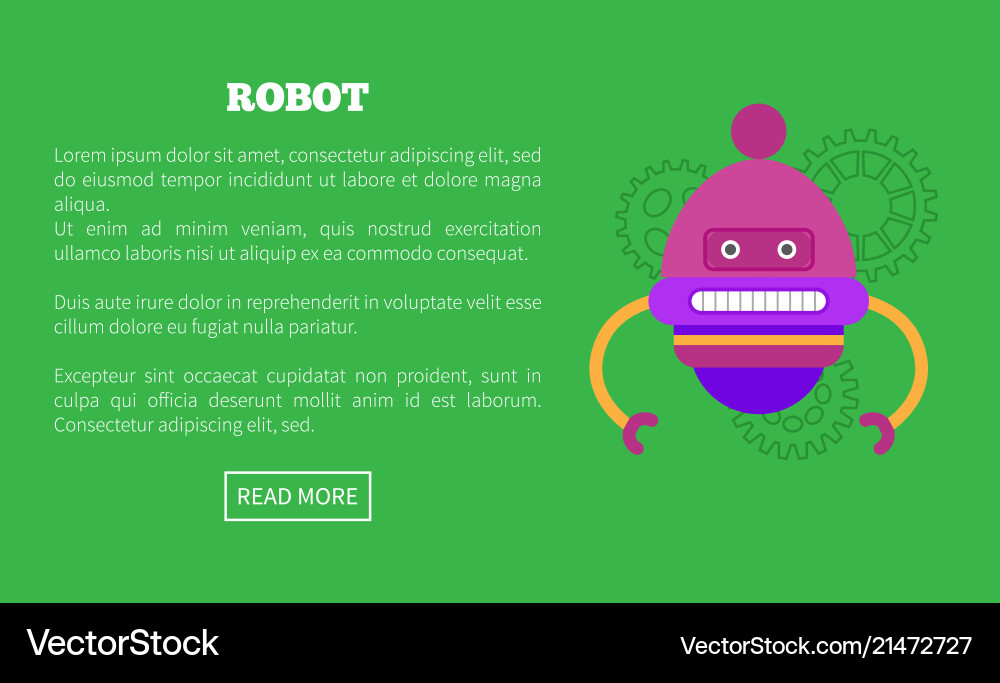 Rounded robot with two limbs and face promo poster Rounded robot with two limbs and face promo poster vector image