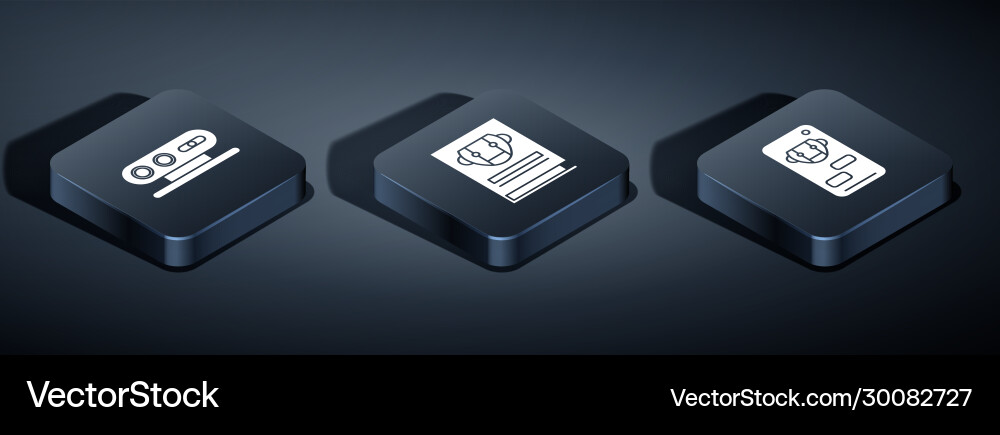 Set isometric 3d scanning system bot and user vector image