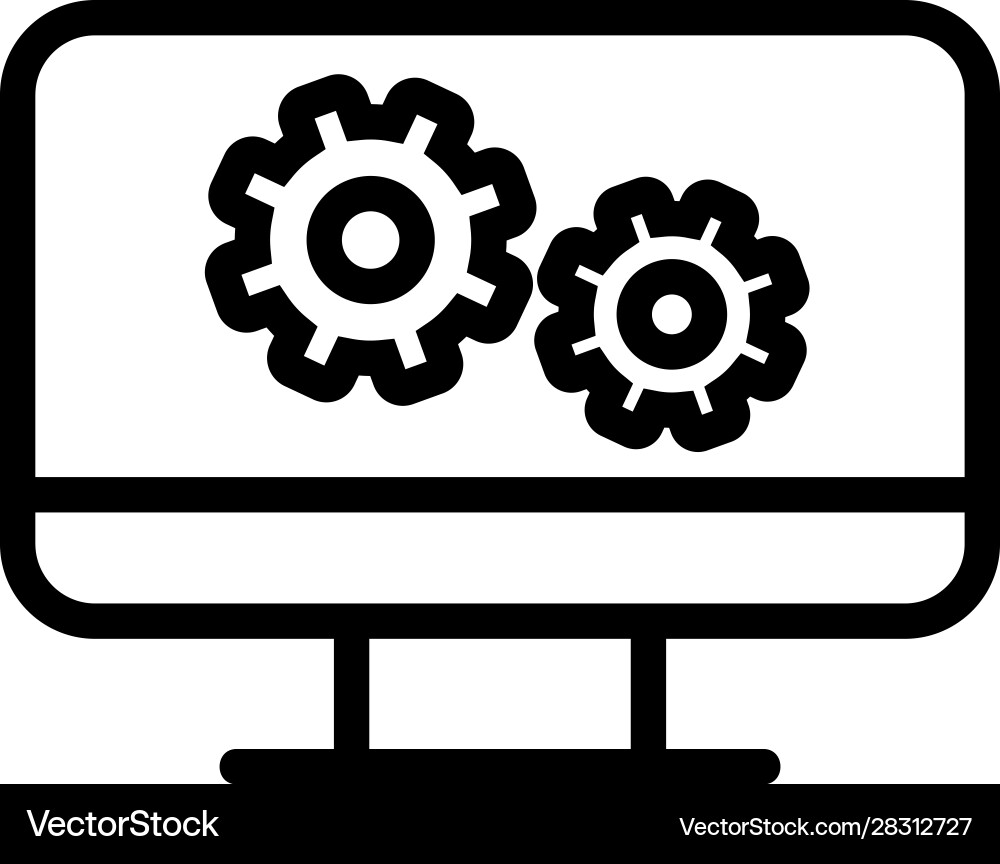 Settings computer icon isolated contour Vector Image