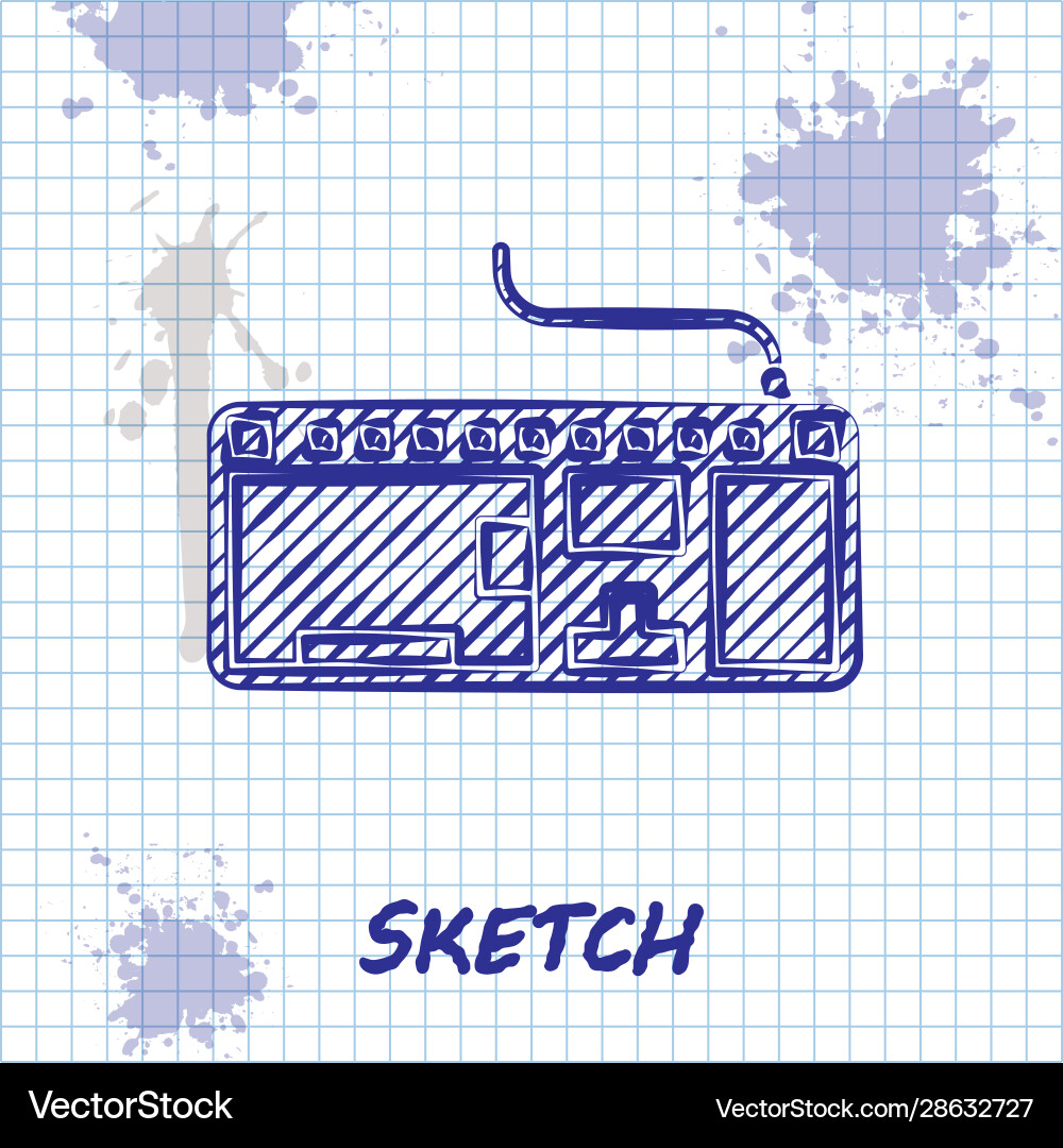 Sketch line computer keyboard icon isolated Sketch line computer keyboard icon isolated vector image