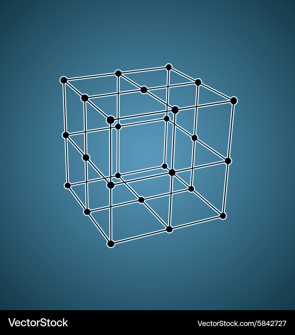 Wireframe mesh polygonal element cube Vector Image