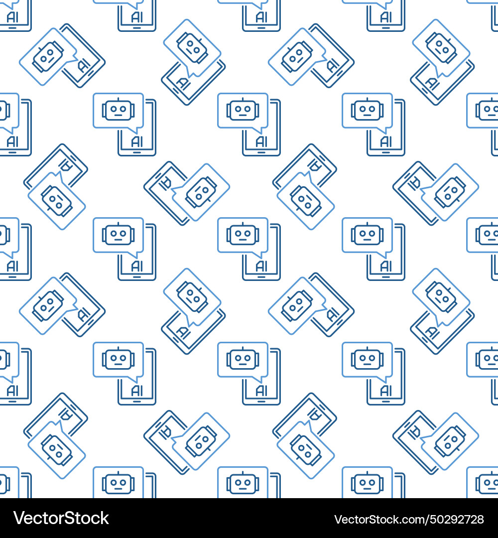 Ai chatbot in smartphone linear seamless pattern Vector Image