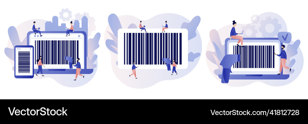 Bar code in smartphone and laptop app handheld Bar code in smartphone and laptop app handheld Vector Image
