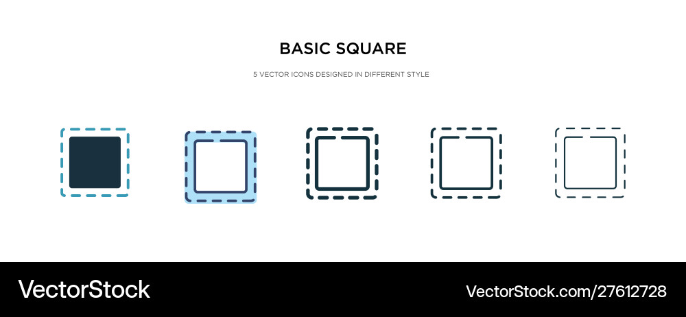Basic square icon in different style two colored Basic square icon in different style two colored vector image