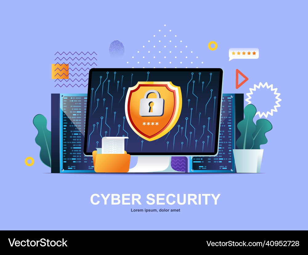 Cyber security flat concept with gradients Cyber security flat concept with gradients Vector Image