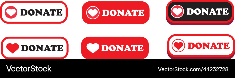 Donate web button red with heart Donate web button red with heart vector image