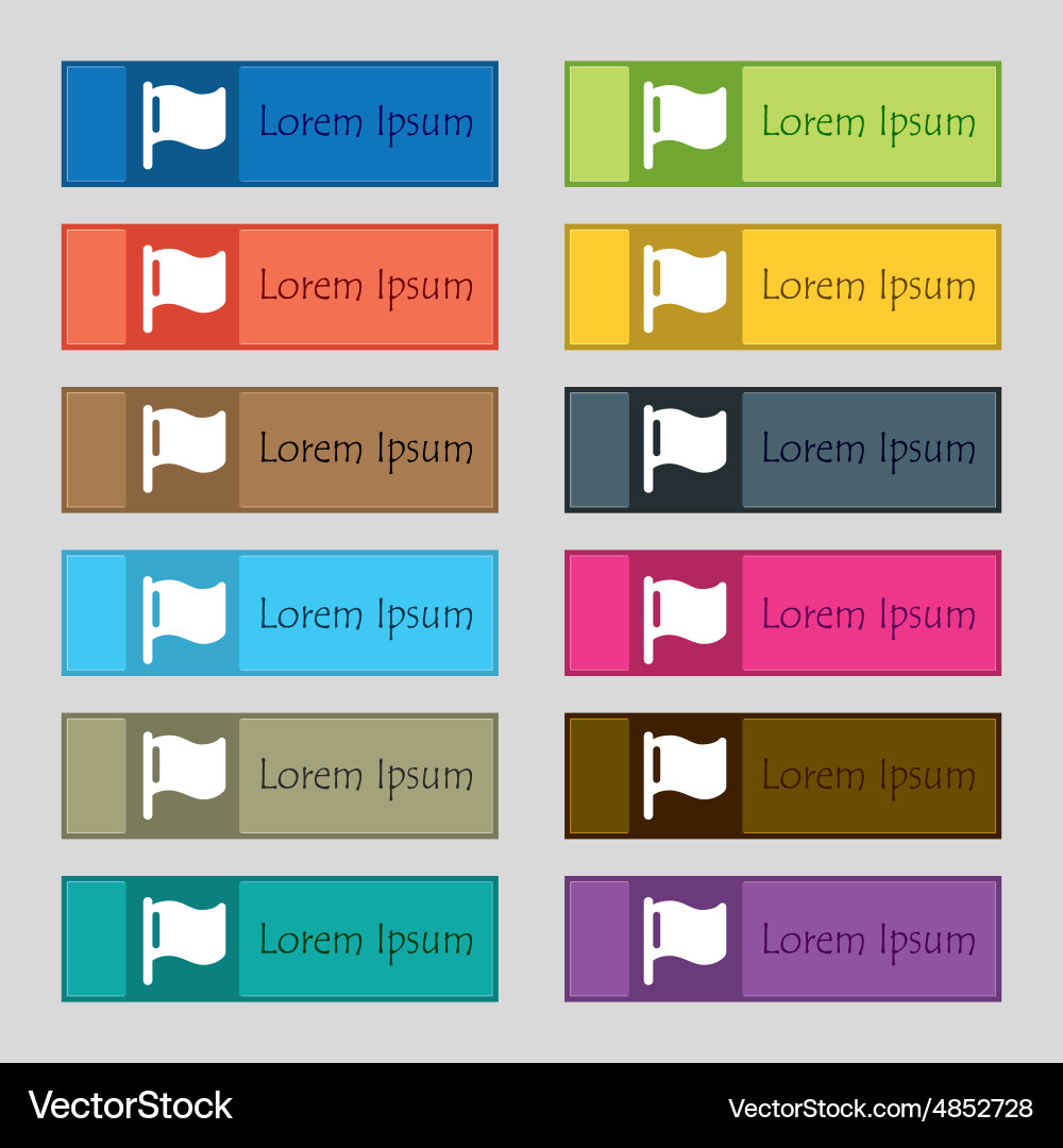 Flag icon sign set of twelve rectangular colorful vector image