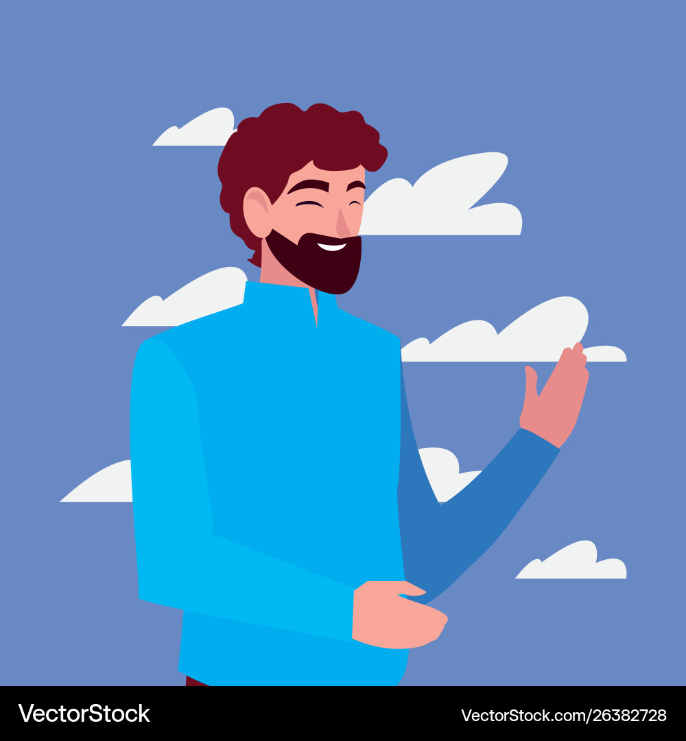 Man character portrait sky background Vector Image