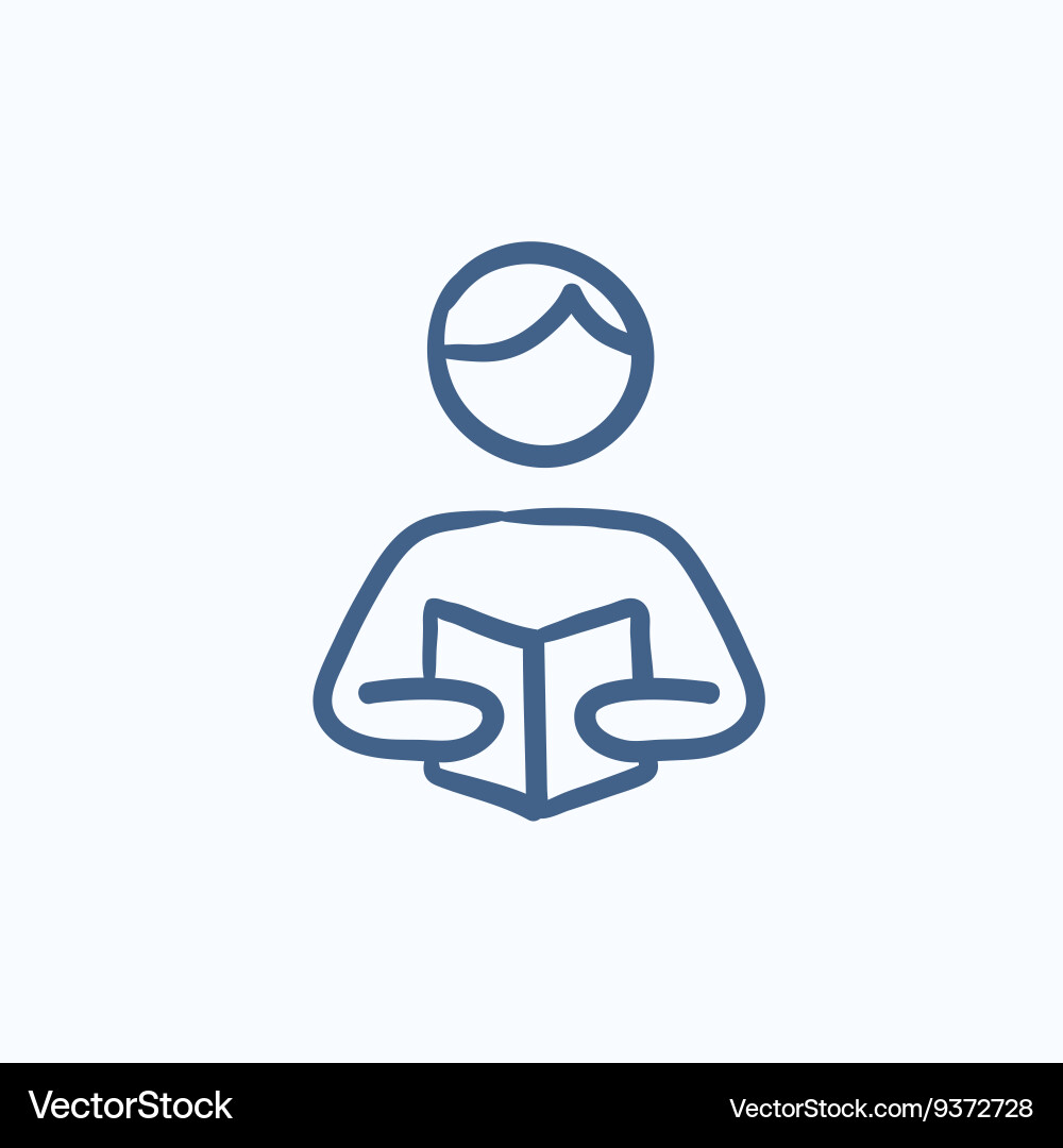 Man reading book sketch icon vector image