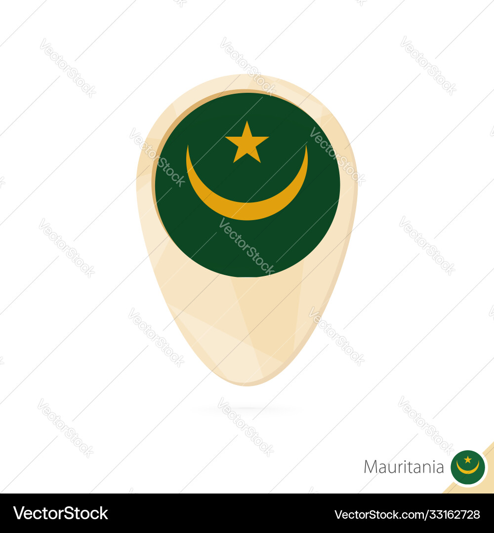 Map pointer with flag mauritania orange vector image