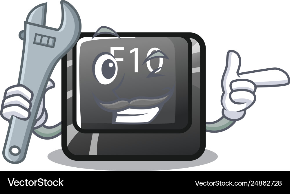 Mechanic f10 button installed on cartoon computer vector image