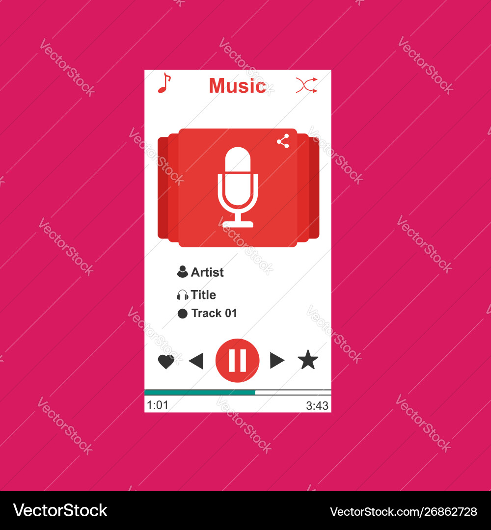 Media player application app template with flat Media player application app template with flat vector image
