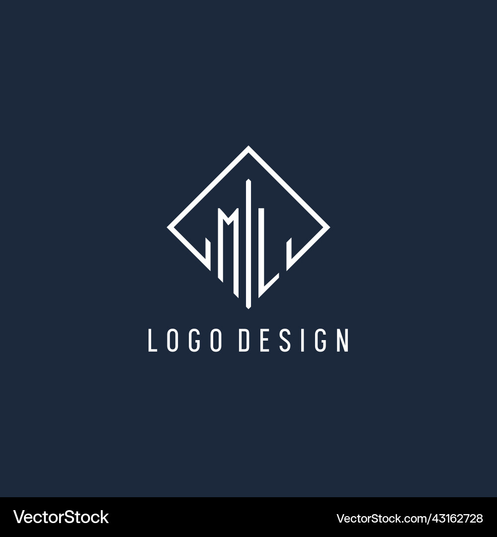 Ml initial logo with luxury rectangle style design Vector Image