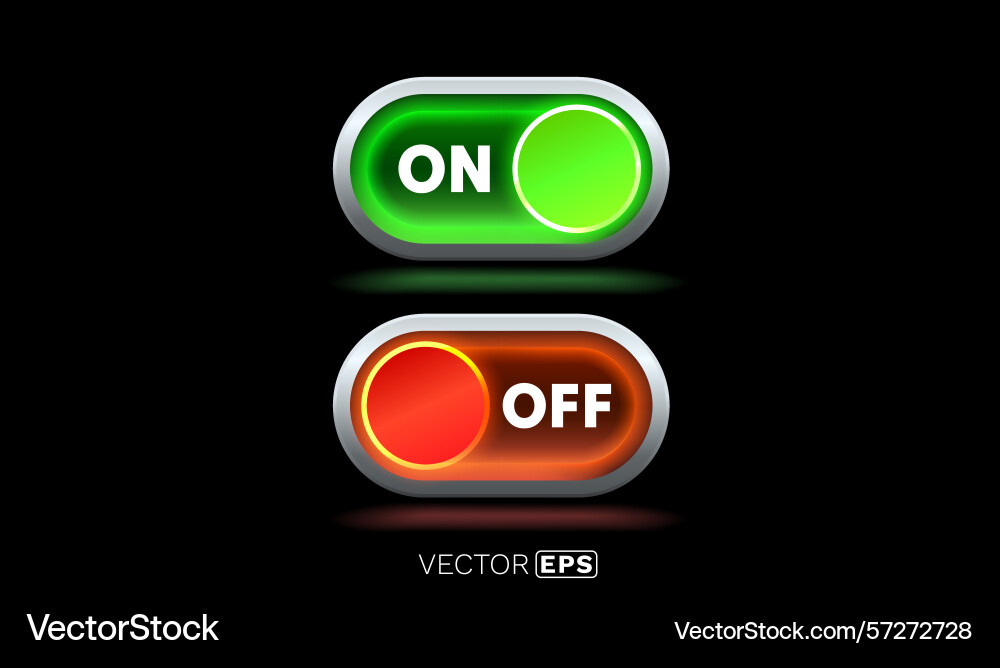 On off switch button ui isolated black background Vector Image