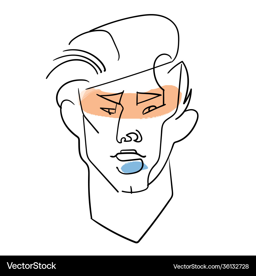 One line man face portrait contemporary drawing One line man face portrait contemporary drawing vector image