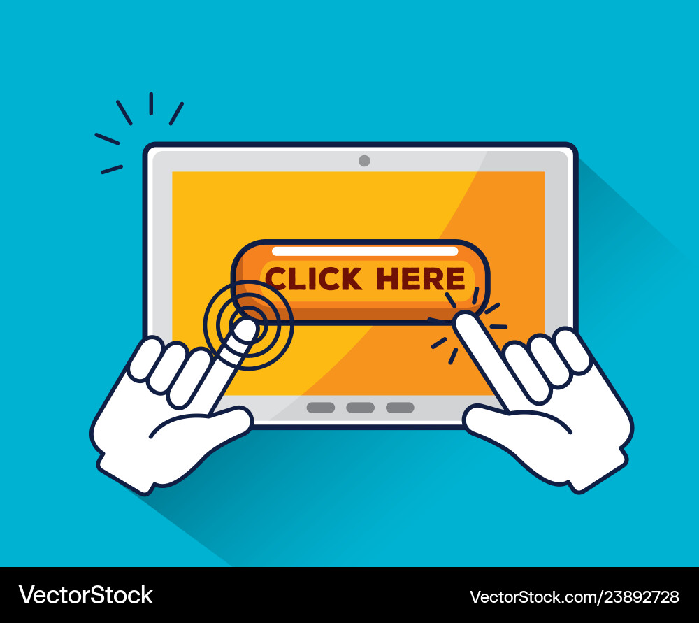 Tablet with pointer hand pixel cursor Tablet with pointer hand pixel cursor vector image