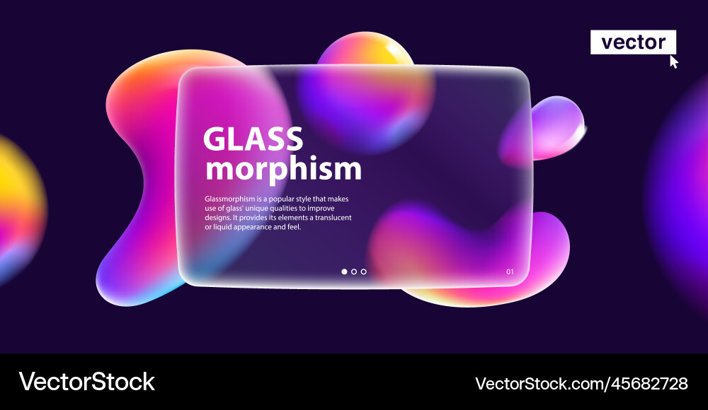 Transparent layout in glassmorphism style on dark Vector Image