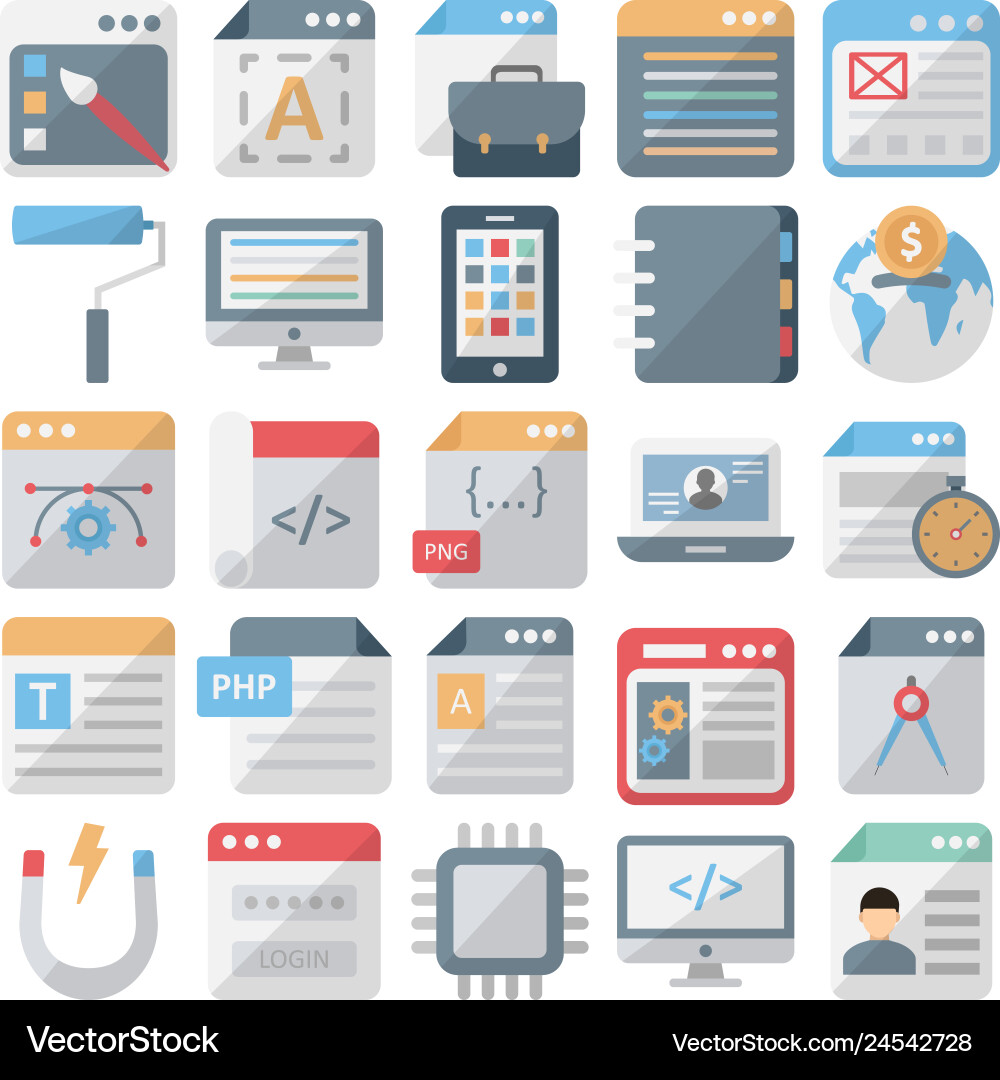 Web design and development isolated icons Vector Image