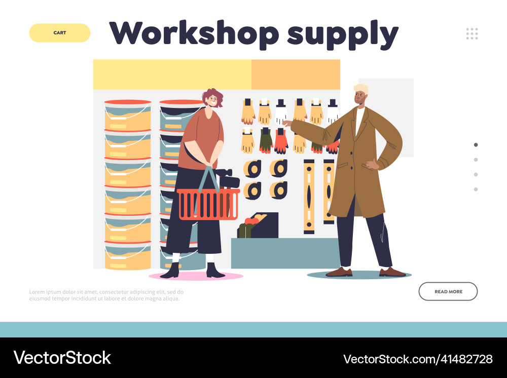 Workshop supply concept of landing page with woman Workshop supply concept of landing page with woman vector image