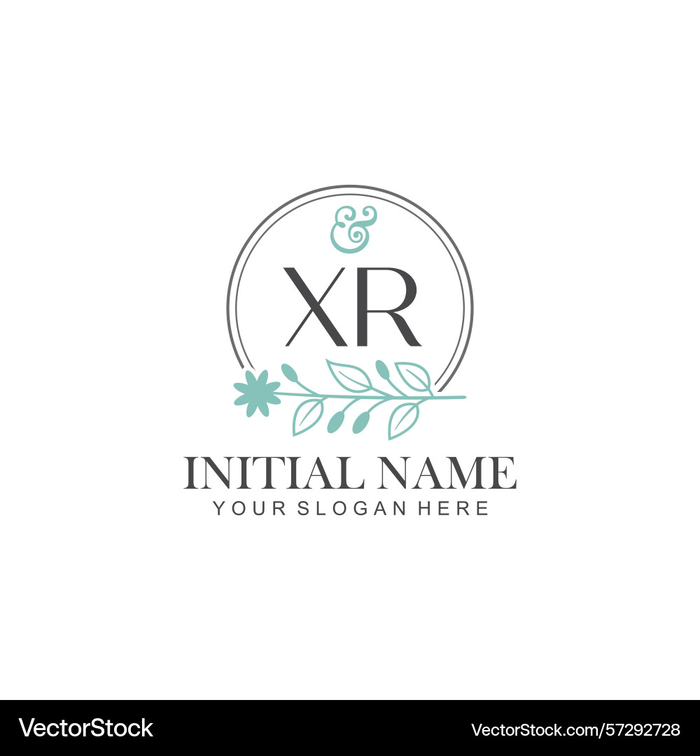 Xr initial logo templates with botanical elements Vector Image