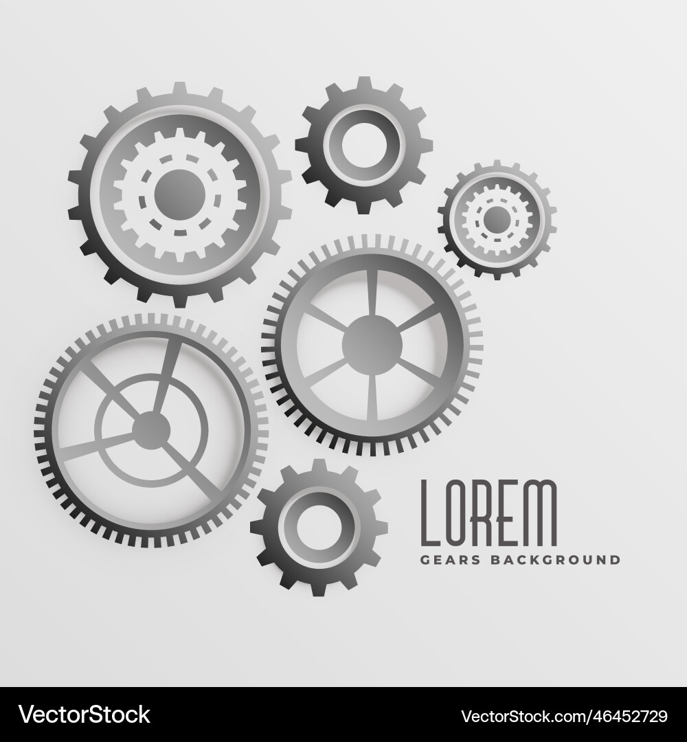 Abstract 3d gears background in different styles vector image