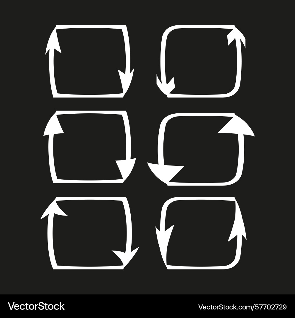 Curved arrow icons square turn symbols loop vector image