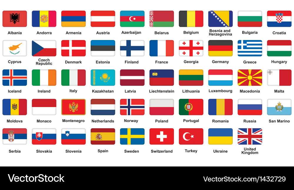 European Flag Icons Collection vector image