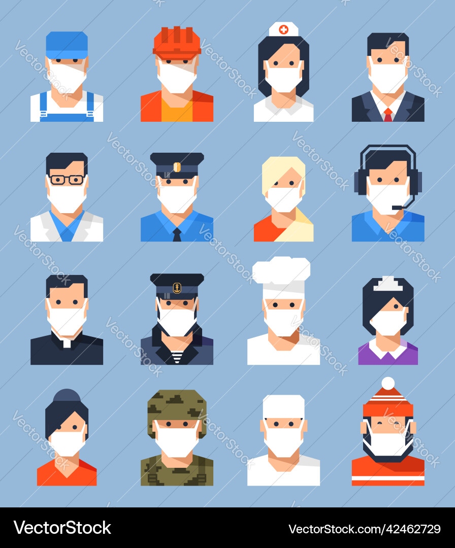 Face avatars in mask new normal - people Face avatars in mask new normal - people vector image