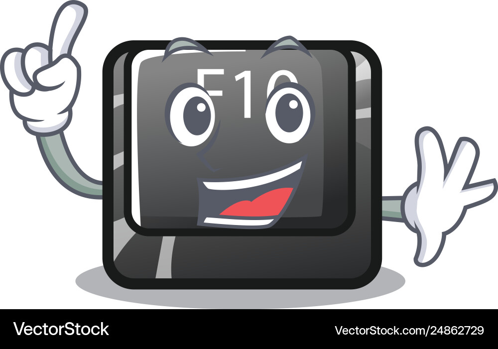 Finger f10 button installed on cartoon computer Finger f10 button installed on cartoon computer Vector Image