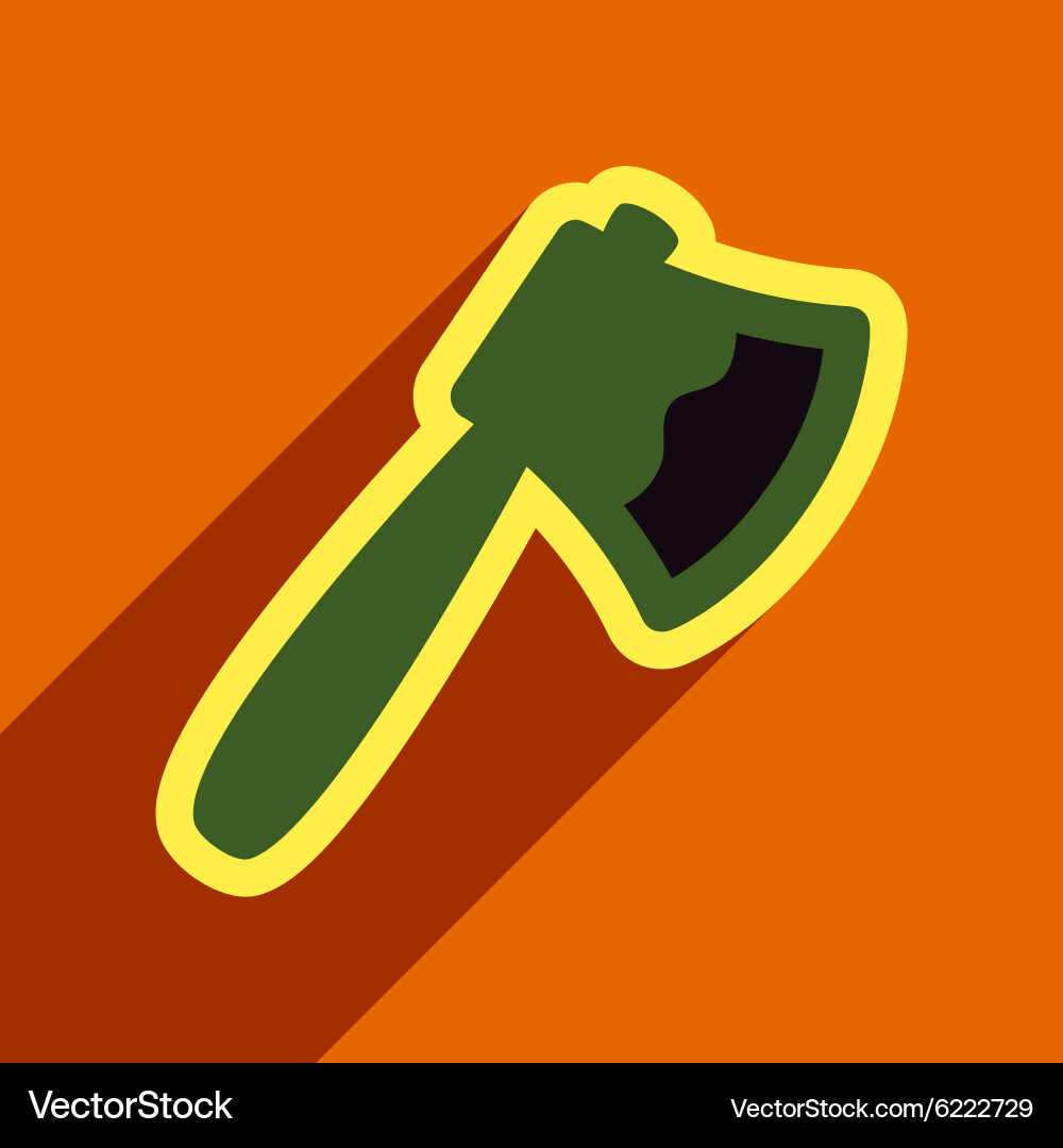 Flat with shadow icon axe on a colored background vector image