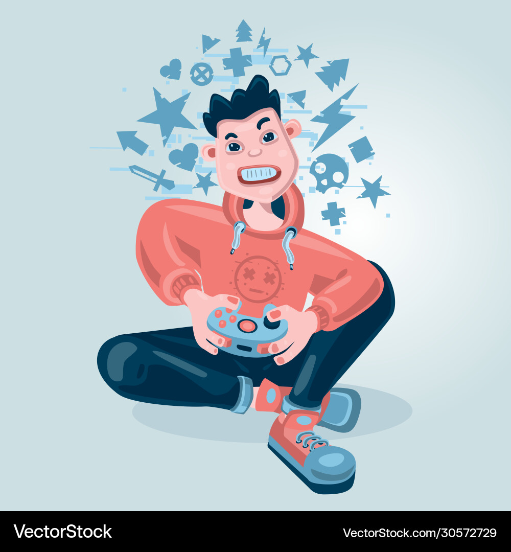 Gaming Kid with Controller Vector Image