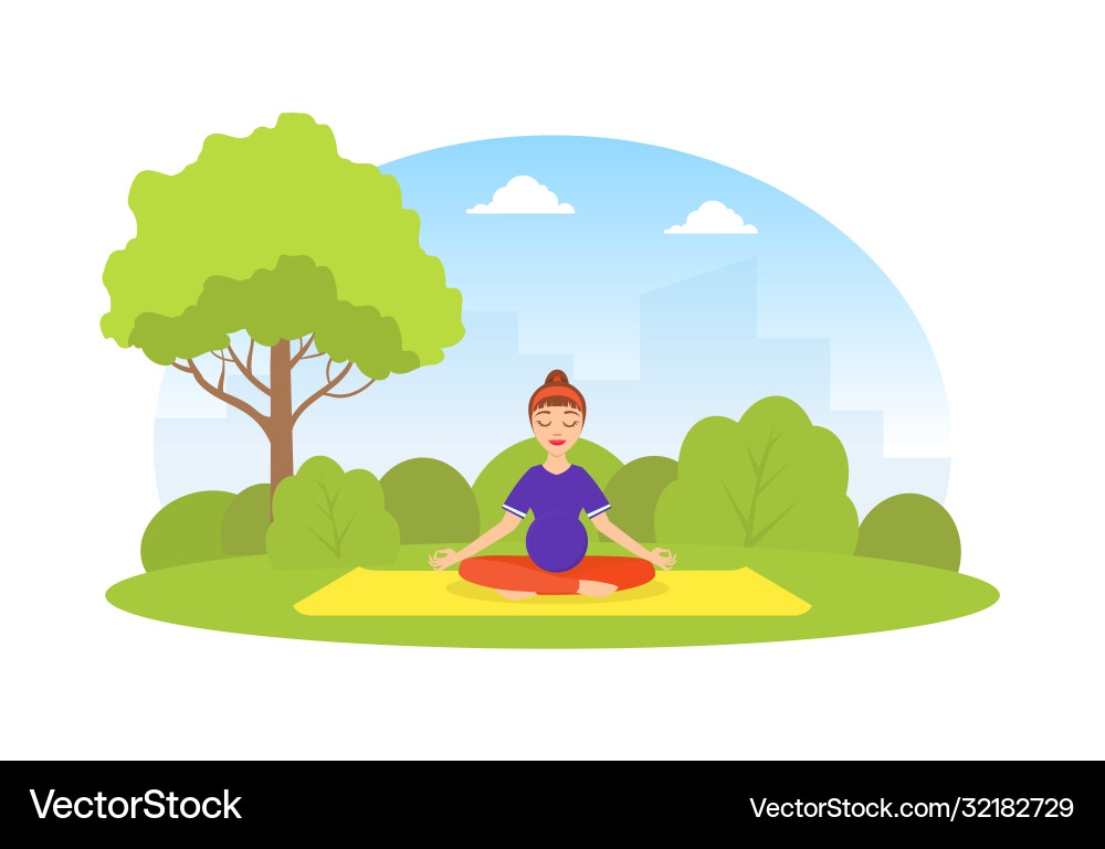Girl doing yoga in city park young woman Girl doing yoga in city park young woman vector image