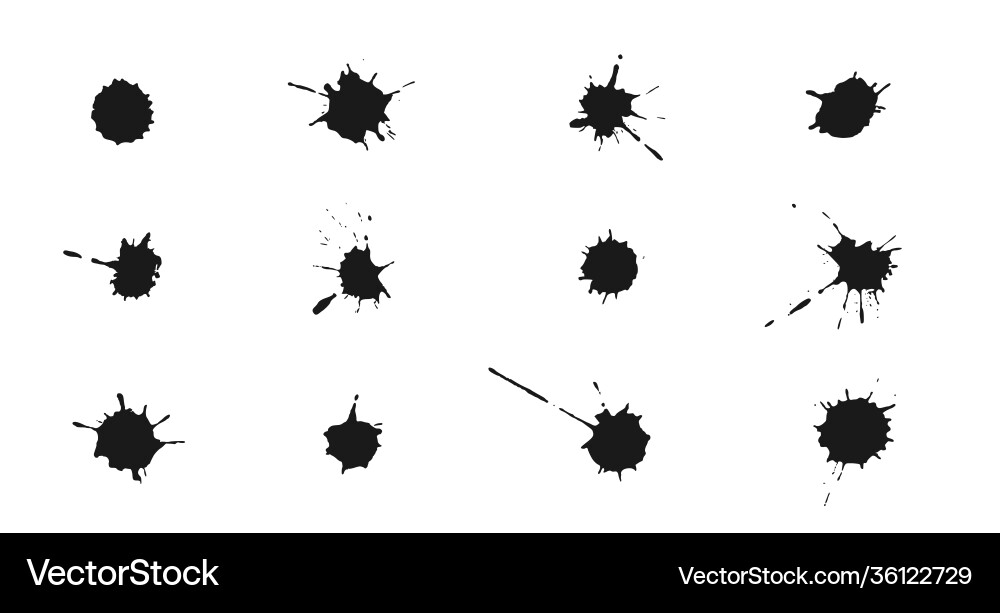 Ink splashes and drops set handdrawn Vector Image