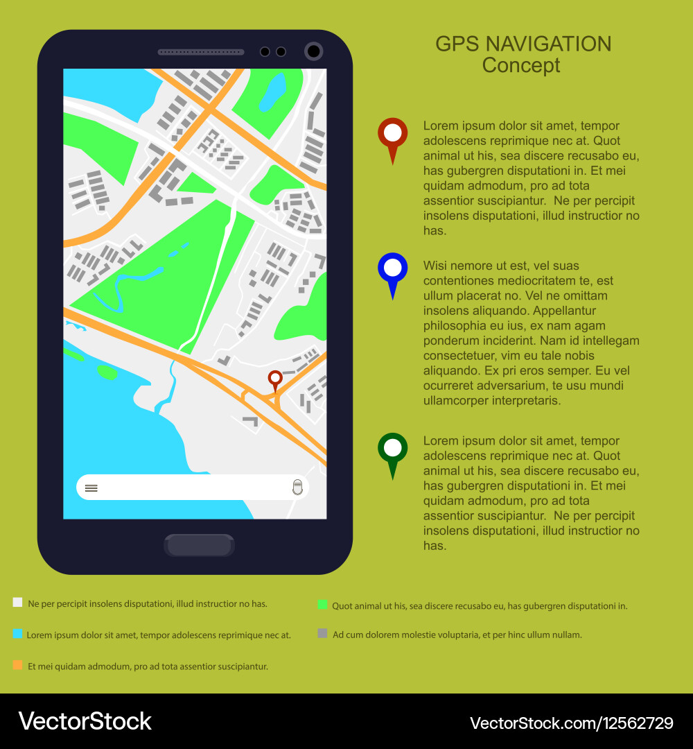 Location with pin points on map Vector Image