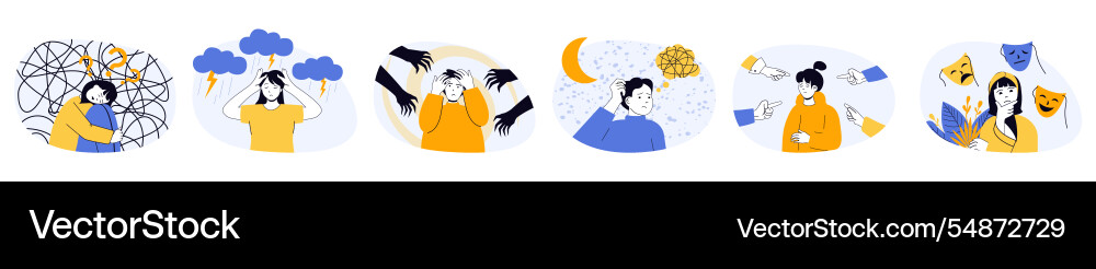 Mental health problem concept set in flat web Mental health problem concept set in flat web vector image