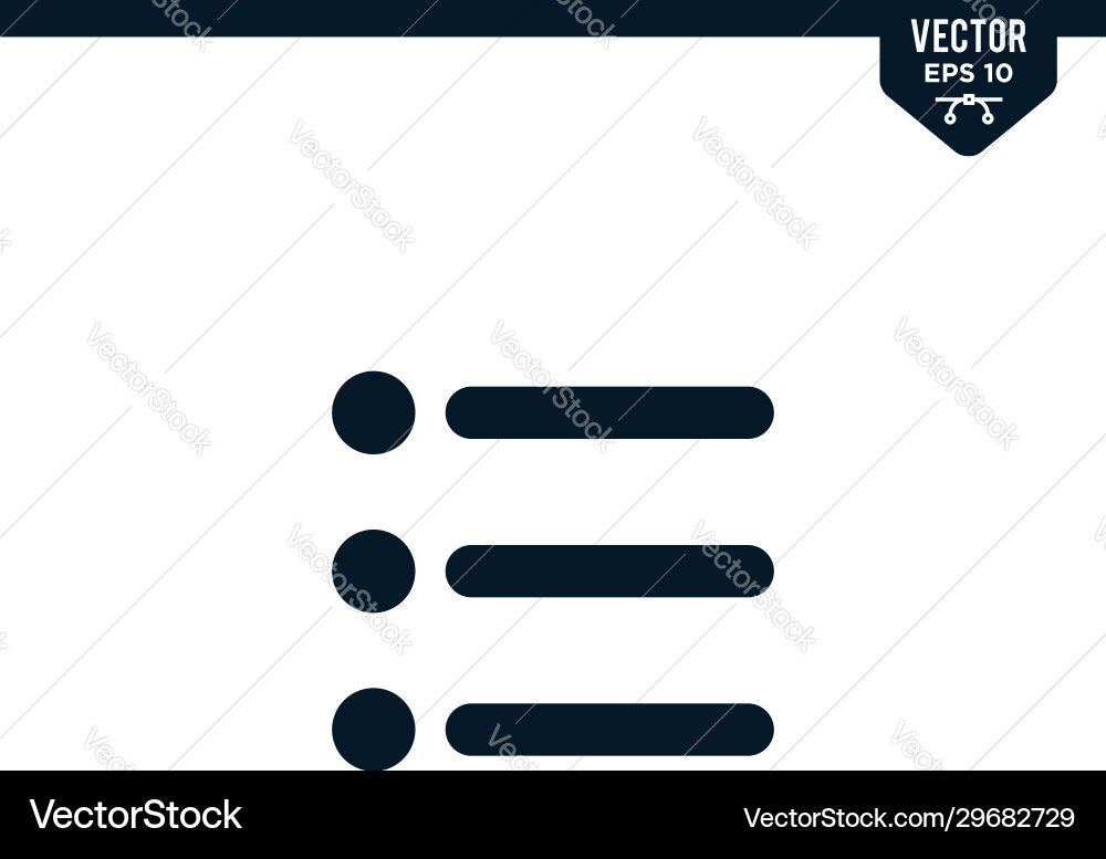 Menu option icon collection in glyph style solid vector image