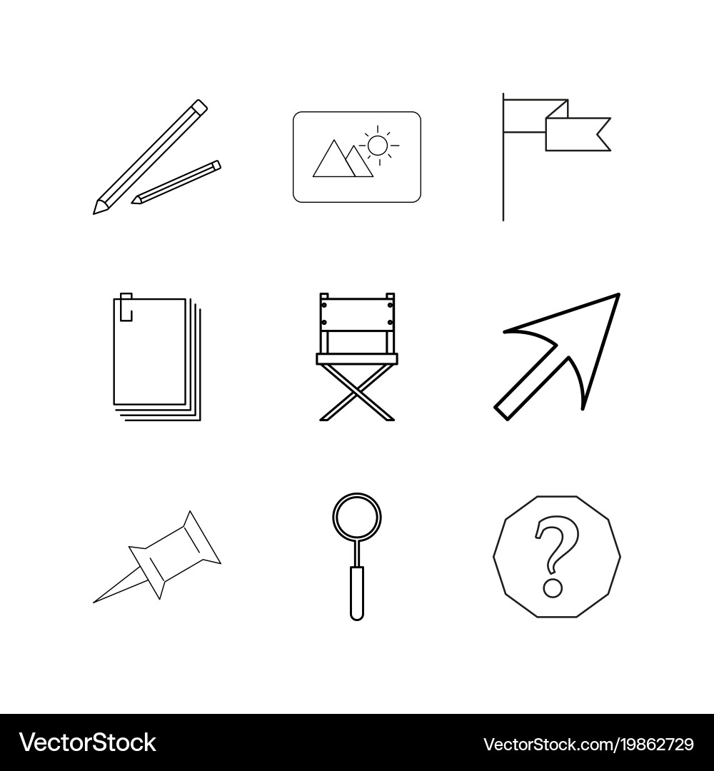 Office linear icon set simple outline icons vector image