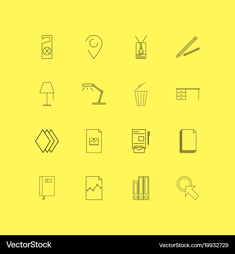 Office linear icon set simple outline icons Vector Image