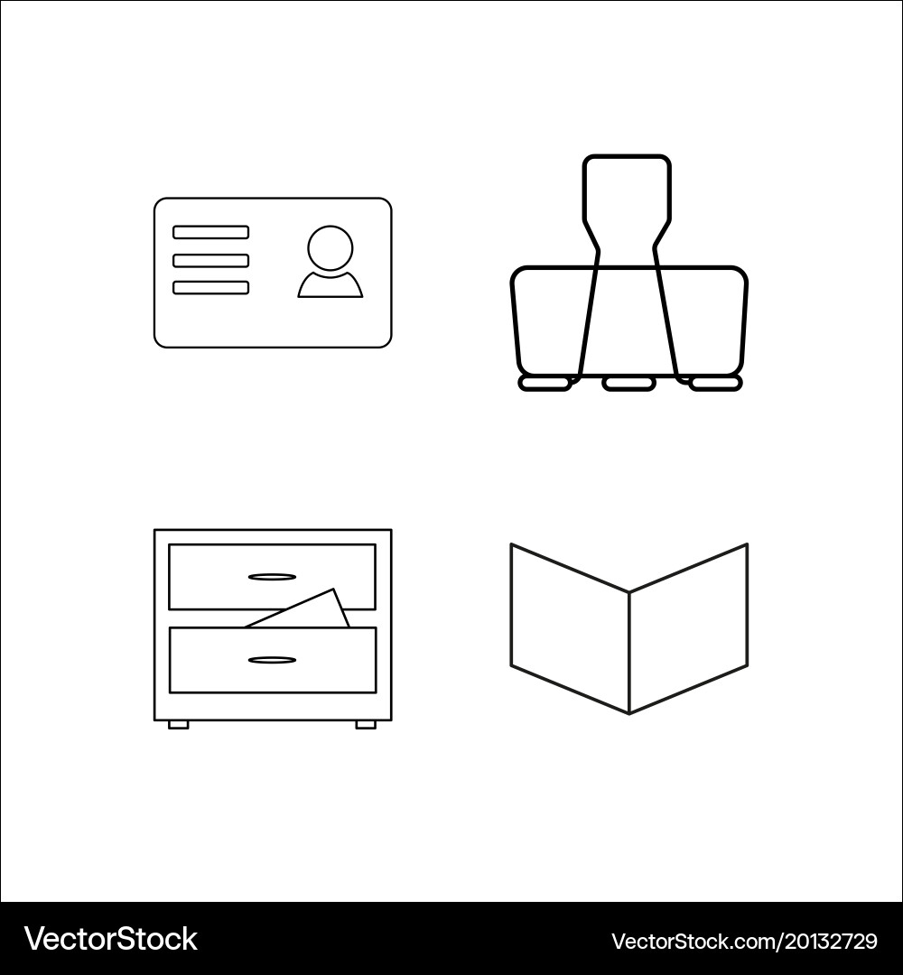 Office simple linear icon setsimple outline icons vector image