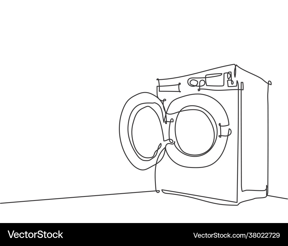 One continuous line drawing open front door One continuous line drawing open front door Vector Image