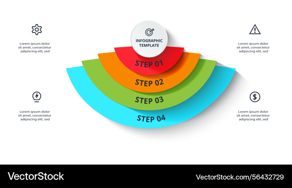 Process chart elements of graph diagram with 4 vector image
